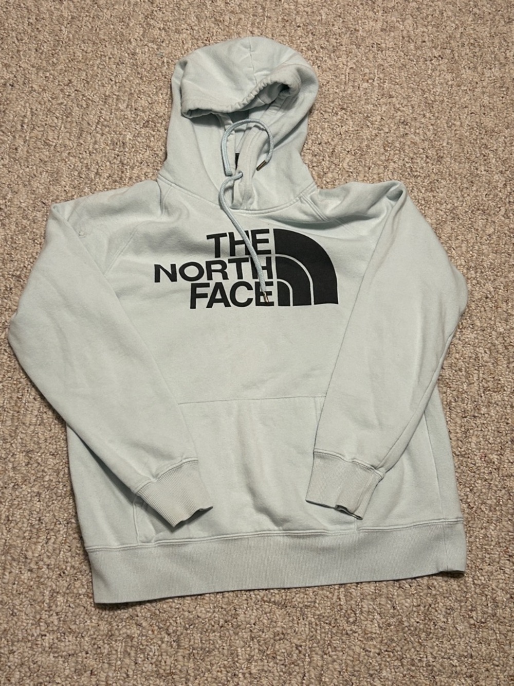 The North Face Women’s Light Blue Logo Hoodie – Medium, Good Condition